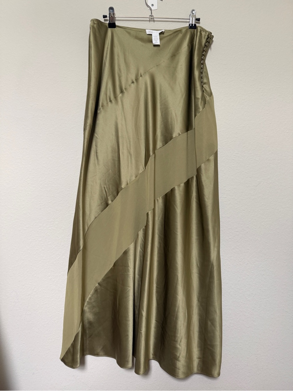 Victorias Secret x Altuzarra Collab Green moss 100% silk Satin Bias-Cut Skirt - Picture 3 of 5